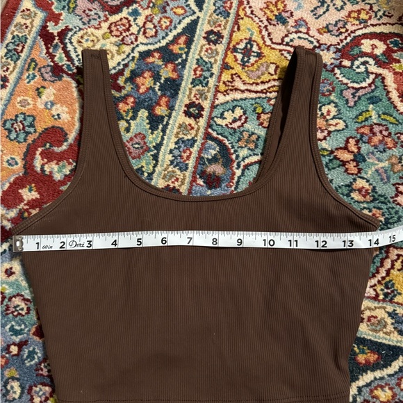 Aerie Ribbed Chocolate Brown Scoop Neck Sports Bra Medium Offline American Eagle - Picture 8 of 8